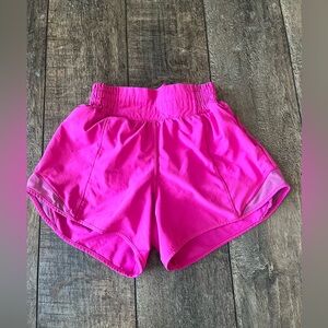 Lululemon hotty hot shorts, size 0, 4 inch inseam, pink/sonic pink